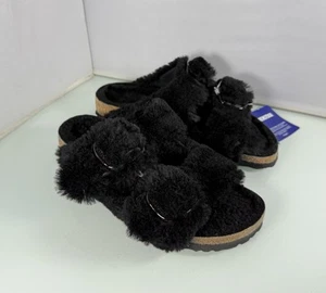 Birkenstock Unisex Arizona Schwarz Big Buckle Lammfell Leder Sandalen EU 37 US 6 - Bild 1 von 10