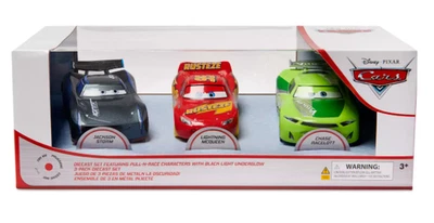 Juego de 3 paquetes de luces negras con luz Pull N Race Die Cast para autos Foto 1 de 2