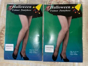 NEW Halloween Fishnet Pantyhose Tights - One Size Black x2 Pairs - Picture 1 of 4