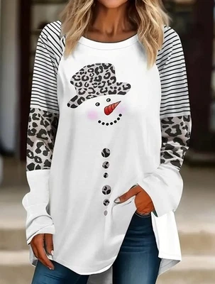 Blusa Blusa Camiseta Manga Divertida Muñeco de Nieve Navidad Largo Blanco Talla Grande 3x 22 Invierno Varsit Foto 1 de 4