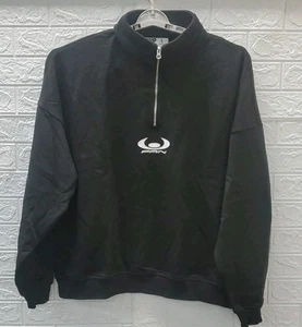 Neu Welcome Pain Quarter Zip Sport Logo Sweatshirt Schwarz Größe L - Bild 1 von 6