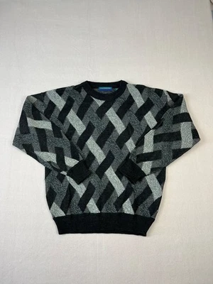 Suéter De Colección Claybrooke Para Hombres L Negro Gris Patrón Geométrico Acrílico Mezcla de Lana Foto 1 de 4