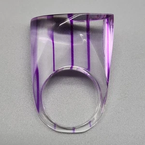 Vtg Purple Striped Lucite Ring Sz 7 MCM 60s 70s Women's Chunky Cocktail - Picture 1 of 8