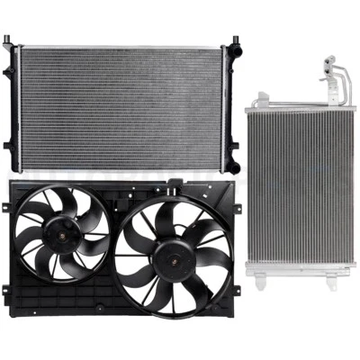 For 2006-2010 Volkswagen Jetta 2.5L Radiator & Condenser & Cooling Fan Kit - Imagem 1 de 4
