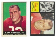 1961 & 62 TOPPS LEO NOMELLINI FOOTBALL CARDS (2) SAN FRANCISCO 49ERS