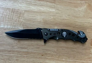 Swiss Safe 3-in-1 Assisted Tactical Rescue Knife /Skull Badge - Picture 1 of 4