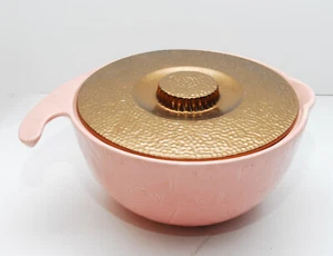 Vintage 40s MCM Pink Shawnee Batter Bowl With Bronze Lid Kenwood USA - Picture 1 of 8