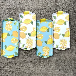 Rare SET of 4 Melamine Serving Tray LEMON CITRUS ORANGE Delight Pier 1 ❤️blt39j1 - Picture 1 of 8