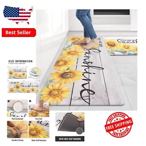 Farmhouse Sunflower Anti-Fatigue Kitchen Mats - Non-Slip & Cushioned, Set of 2 - Picture 1 of 10