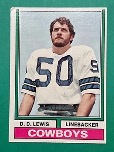 D.D. Lewis 1974 Topps Rookie Football Card #303 - Dallas Cowboys Linebacker - Picture 1 of 2