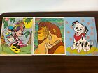 3 puzzles vintage années 80 Disney Playskool roi lion en bois roi dalmates souris Minnie