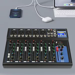 Bluetooth Audio Mixer USB DJ Sound Mixing Console 7-Channel Bands Mixing Boards - Picture 1 of 21