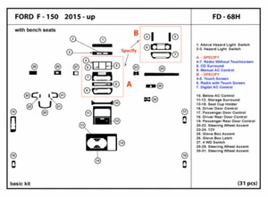 Kit de ajuste de tablero de fibra de carbono para Ford F-150 2015-2020 con asientos de banco interiores - Imagen 1 de 1