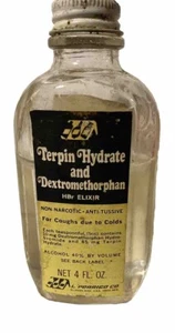 Vintage Medicine Bottle Terpin Hydrate Dextromethorphan Elixir L. Perrigo MI USA - Picture 1 of 2