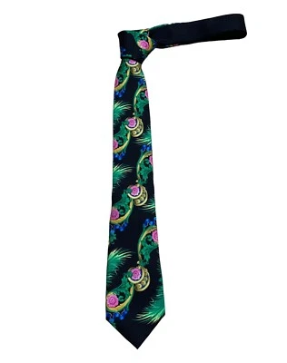 VERSACE- Silk Floral Print Skinny Tie - Image 1 of 2