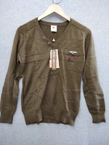 Elite Tribe Aeronautica Militare 2 Button Long Sleeve Knitted Sweater Brown L - Picture 1 of 12