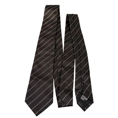 Corbata de seda Armani Collezioni a rayas blancas y negras para hombre hecha en Italia Foto 1 de 4