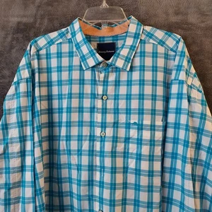 Tommy Bahama Hemd Herren 2XLT blau weiß kariert Pima Baumwolle Knopfleiste Langarm - Bild 1 von 15