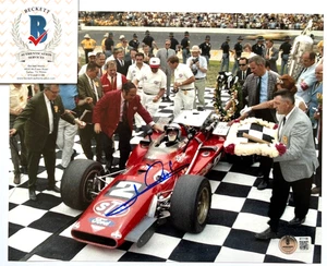 MARIO ANDRETTI SIGNED 8X10 PHOTO INDY 500 1969 WINNER INDIANAPOLIS CARS F1 BAS - Picture 1 of 2