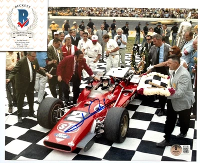 MARIO ANDRETTI SIGNED 8X10 PHOTO INDY 500 1969 WINNER INDIANAPOLIS CARS F1 BAS - Image 1 of 2