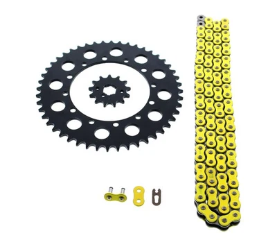 Cadena y piñones para Kawasaki 90-93, 97-98 KX250, 89-04 KX500 amarillo 114L 13/48 Foto 1 de 4