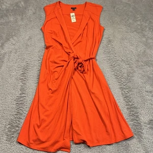 Ann Taylor Wrap Dress Women's Medium Orangish Red Sleeveless NWT - Picture 1 of 13