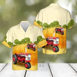 Farmall 340 Gas Tractor Hawaiian Shirt - Picture 1 of 2