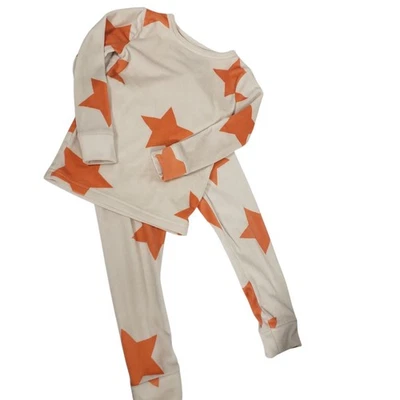 Cat & Jack Kids Pajama Set Size 4T Orange Stars Long Sleeve Sleepwear Cozy - Image 1 of 4