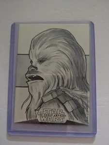 2016 Topps Star Wars The Force Awakens Chewbacca 1/1  Sketch By Eric Lehtonen - Picture 1 of 2