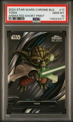 2024 Topps Star Wars Chrome Black Animated Short Prints #17 Yoda POP 2! PSA 10 - Image 1 of 2