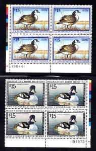 US 1998-1999 FEDERAL DUCK HUNTING STAMPS IN PLATE # BLOCKS OF 4 FACE VALUE $120 - Picture 1 of 1