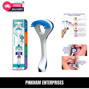 Dual Action Tongue Scraper (1 Pack), 2-In-1 Tongue Scraper & Soft Bristled Brush - Picture 1 of 7