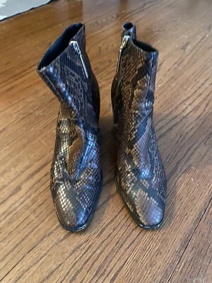 Botas Zara para mujer con estampado de piel de serpiente botín al tobillo tacones en bloque cuero marrón 40, 9 Foto 1 de 4