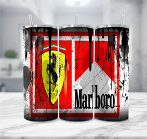 Vaso de bebida energética Ferrari & Marlboro de acero inoxidable con pajita - (20 fl oz) - Imagen 1 de 3