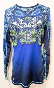 ATHLETA Size Small Runaway Blue Paisley Compression Top Pullover Yoga Athletic - Picture 1 of 11
