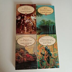 Penguin Popular Classics 4 Paperback Book Bundle Cooper Dickens Haggard Verne 