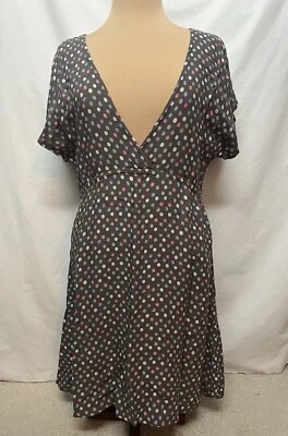 Womens American Rag Polka Dot Dress Long Top Deep V Front Criss Cross Back M - Image 1 of 4