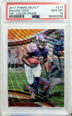 2017 Dalvin Cook Panini Select Tri-Color Prizm /99 RC Rookie PSA 10 - Image 1 of 2