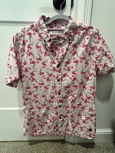 Men’s Medium Departwest Flamingo Short Sleeve Button Down Shirt - Picture 1 of 2