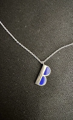 kate spade Letter B Blue Enamel Silver Color ￼ Rhodium Plated Neckles - Image 1 of 4
