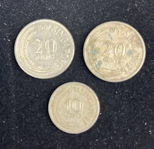 SINGAPORE 3 DIFFERENT 1967 & 1968 COIN COLLECTION LOT 20(2) & 10(1) Cent - Picture 1 of 2