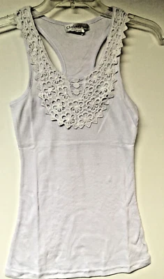 Camiseta sin mangas trasera RACER CON ENCAJE BLANCO para mujer de CHEBERY nueva tallas surtidas Foto 1 de 2
