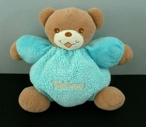 B8. DOUDOU PELUCHE BOULE OURS TAKINOU BLEU TURQUOISE BEIGE MARRON BILLES TBE - Foto 1 di 6