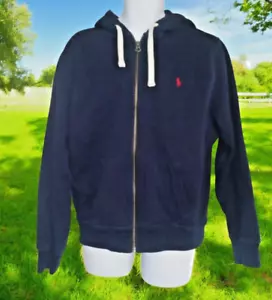 Polo Ralph Lauren Hoodie Mens Large Blue Full Zip Waffle Thermal Hood Lined - Picture 1 of 3