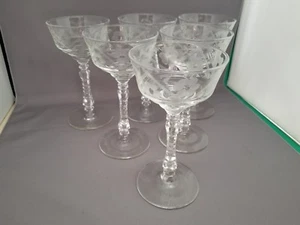 6 Libbey Glass Elegant Liquor Cocktail Floral Cut #3005-2 Glasses  5 3/4" Tall - Picture 1 of 4