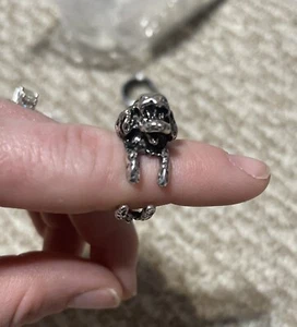 Poodle Dog Ring, Adjustable Ring, Silver Jewelry, - Picture 1 of 4