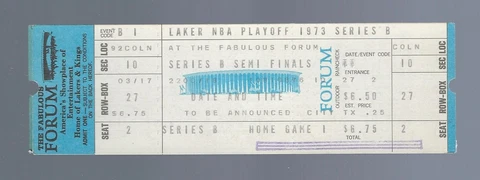 VINTAGE 1973 NBA WARRIORS @ LOS ANGELES LAKERS FULL PLAYOFF TICKET B1 GAME #1 Cover