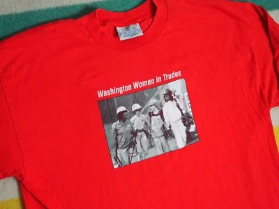 Винтажная футболка 90-х Washington Women Union Trade Work сделано в США художественная красная L/S L - Изображение 1 из 4