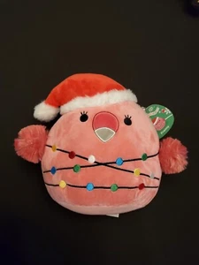 Squishmallows "Franny" 2022 9" Weihnachten Flamingo mit Weihnachtsmütze & Beleuchtung - RAR - Bild 1 von 7