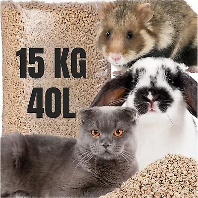 Premium Cat Litter Wood Pellet 5L, 15L, 30L, 60L Non Clumping, Ultra Absorbent • 3.58£